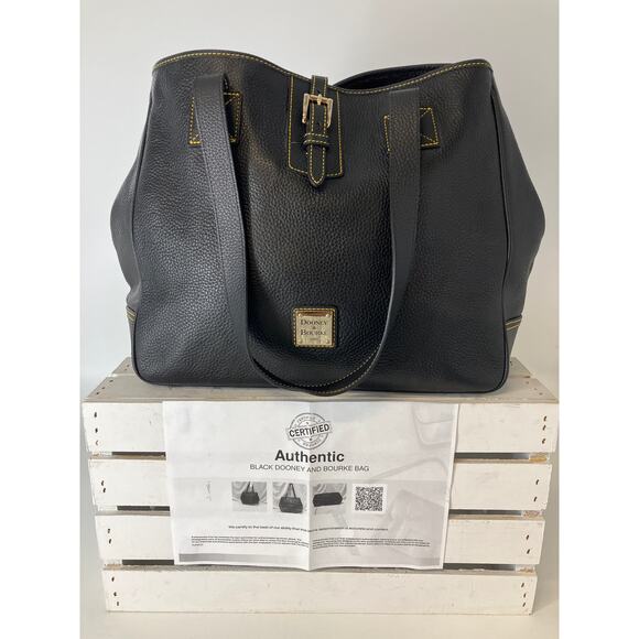 DOONEY & BOURKE X-LARGE BLACK PEBBLED LEATHER SHOULDER BAG - Picture 1 of 16